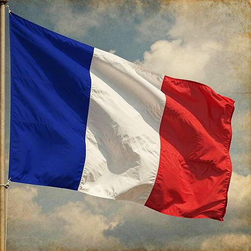 Photorealistic French Flag on Vintage Fabric