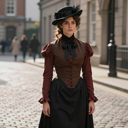Victorian Woman in Elegant Streetwear