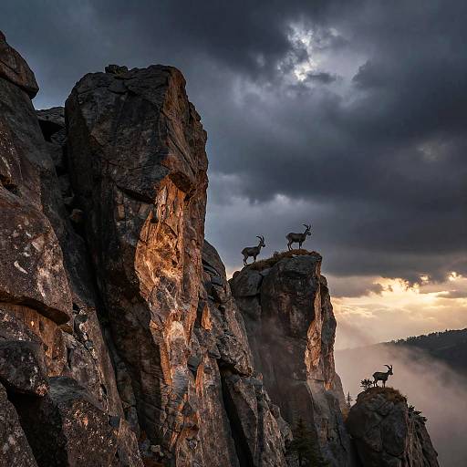 Ancient Crags with Mountain Goats