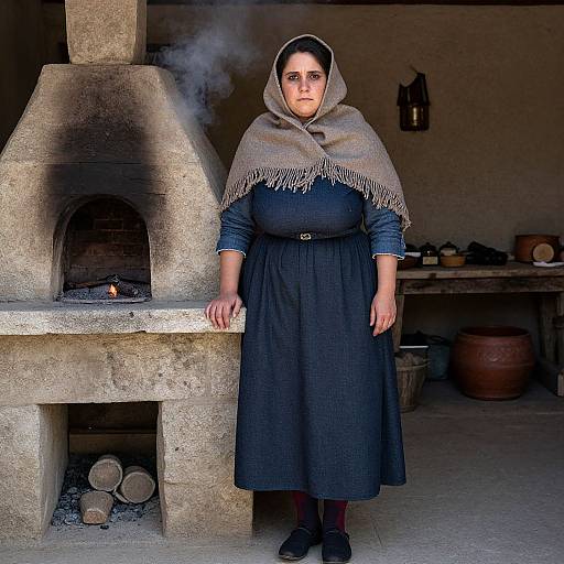 Rustic French Peasant Woman Portrait