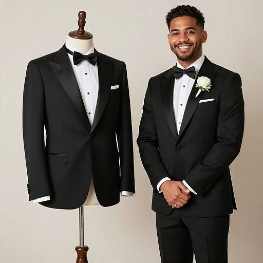 Confident Groom in Custom Black Tuxedo