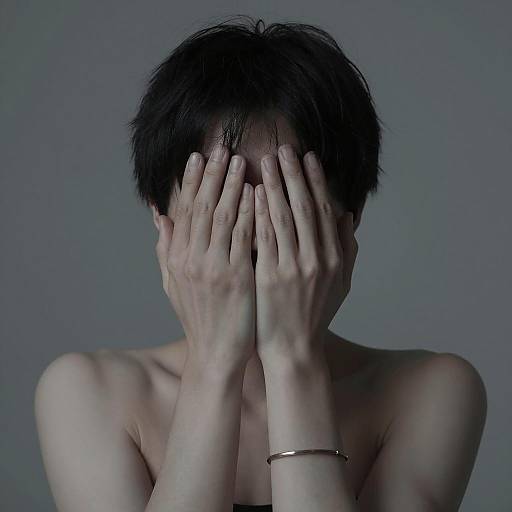 Person Covering Face with Hands