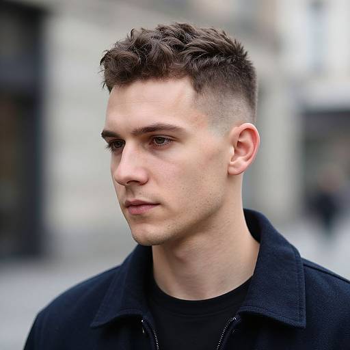 Realistic Portrait of European Man with Blowout Fade