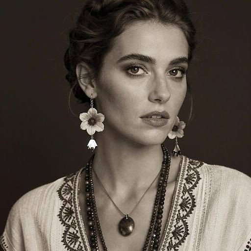 Bohemian Sepia Fashion Close-Up Portrait