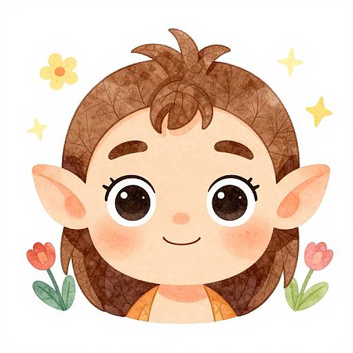 Cute Watercolor Elf Portrait
