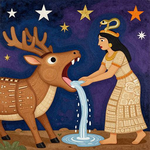 Pre-Columbian Mayan Cosmic Deer Caiman