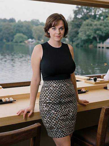 Chic Woman at Lakeside Sushi Bar