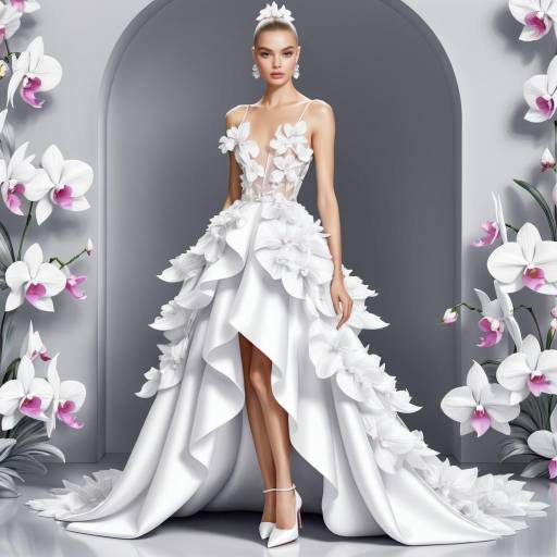 Elegant Floral White Wedding Dress