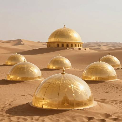 Ethereal Golden Domes in Desert