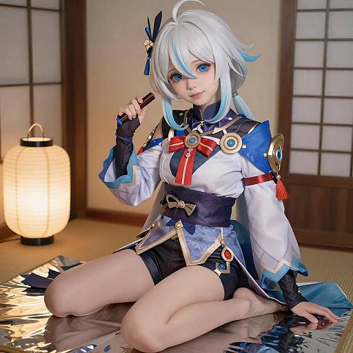 Anime Character on Reflective Surface