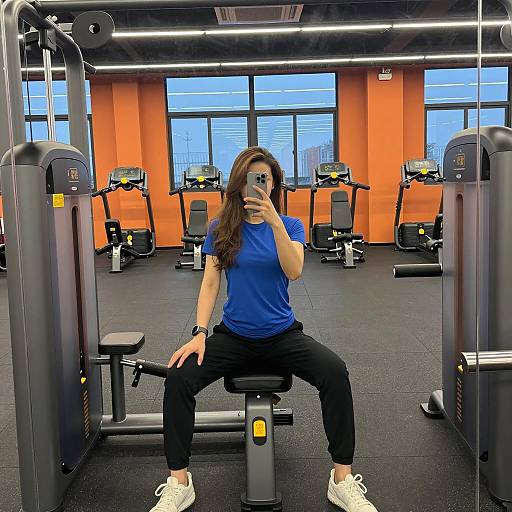 Gym Selfie of a Woman in Blue