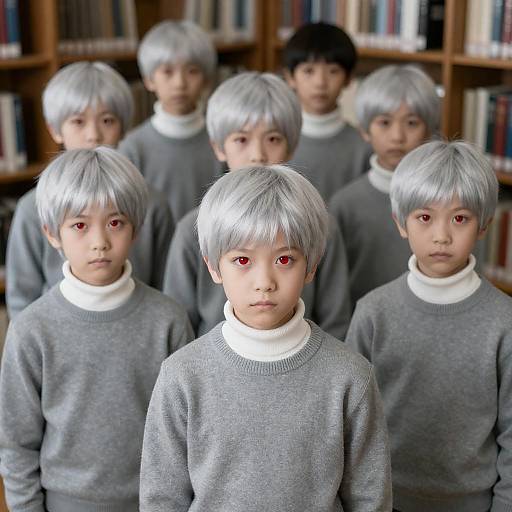 Mysterious Silver-Haired Children in Library