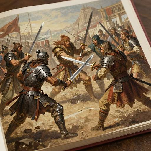 Ancient Mythological Battle Illustration