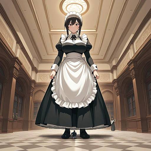 Giantess Maid in Indoor Space