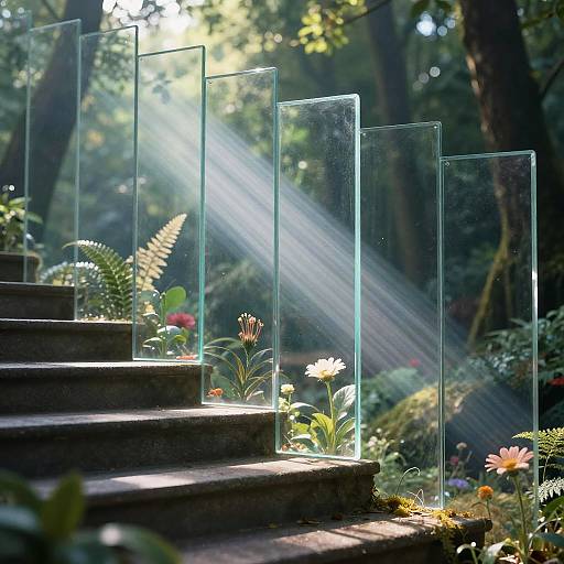 Cascading Glass Panels Stable Diffusion