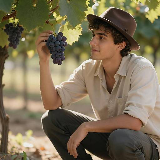 Young Man in Grape Vineyard Portrait