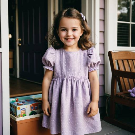 Smiling Toddler Girl in Lilac Dress