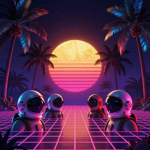 Retro 80s Synthwave Space Scene