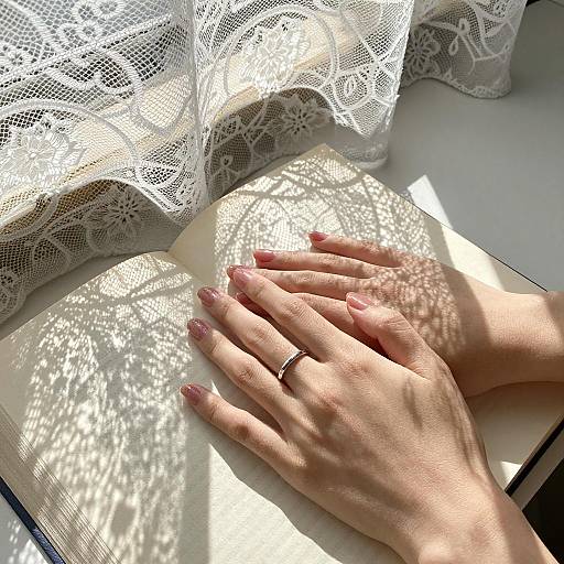Elegant Hands and Open Book in Light