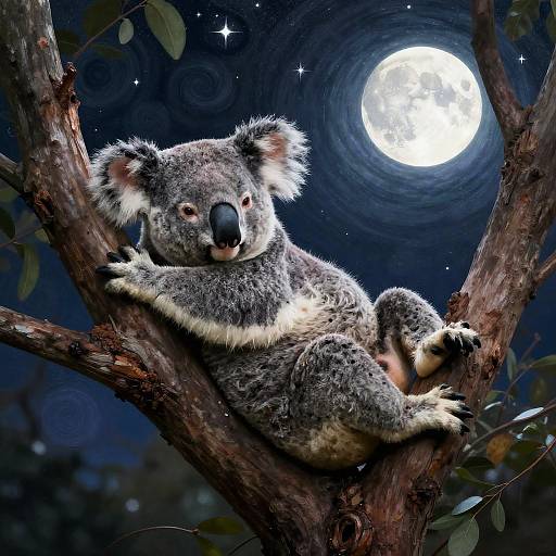 Drunk Koala in Dreamy Nightscape