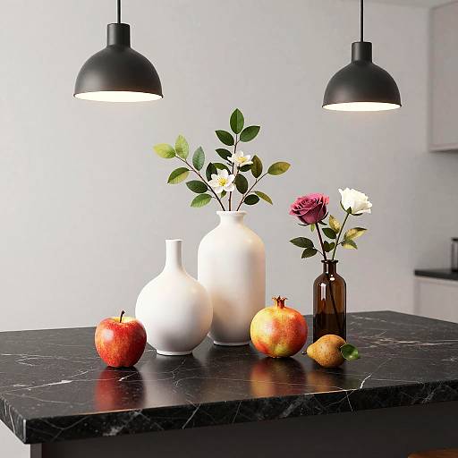 Hyperrealistic Black Marble Kitchen Still Life