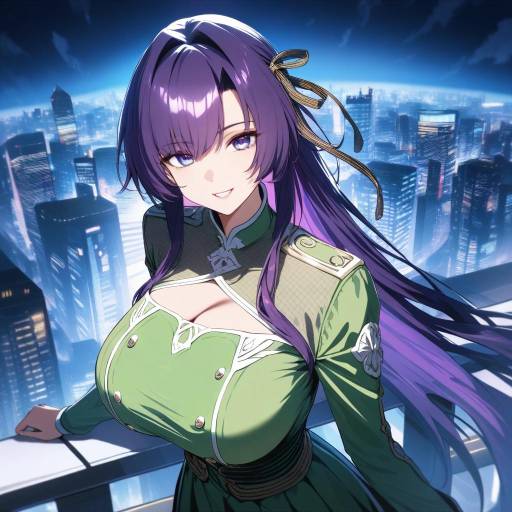 Aesthetic Anime Girl in City Night