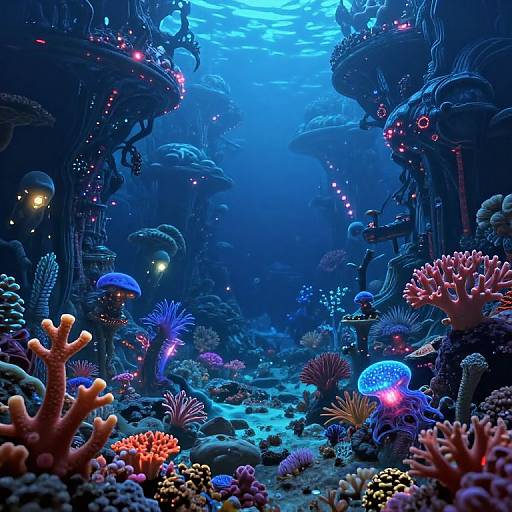 Luminous Underwater Alien Ecosystem