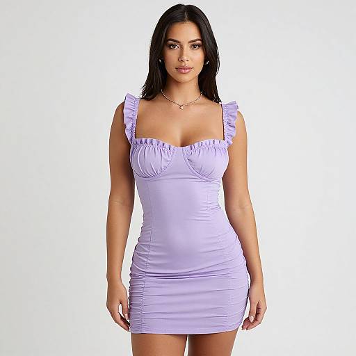Flirty Woman in Lavender Mini Dress