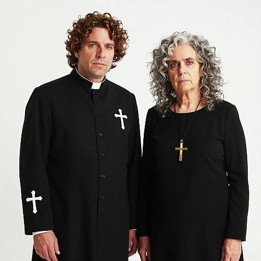 Black Clergy Robe with Serious Portrait