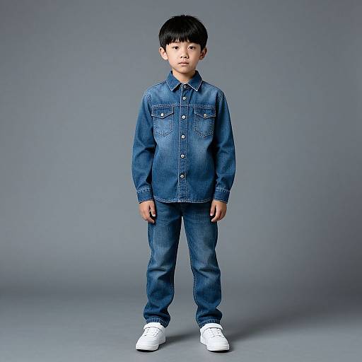 Male Model in Denim Poncho Shirt