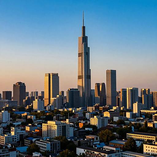 Urban Skyline at Golden Sunset