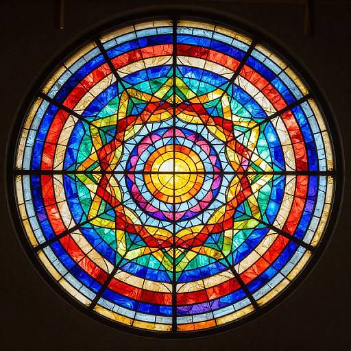 Vibrant Rainbow Mandala Stained Glass
