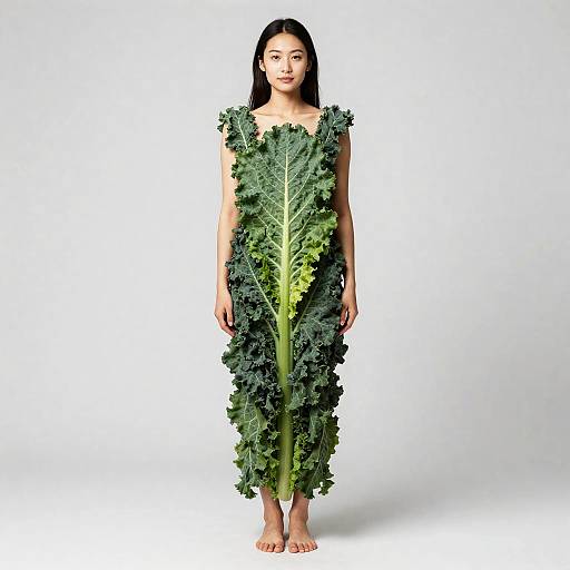 Woman Wearing Kale Leaf Outfit