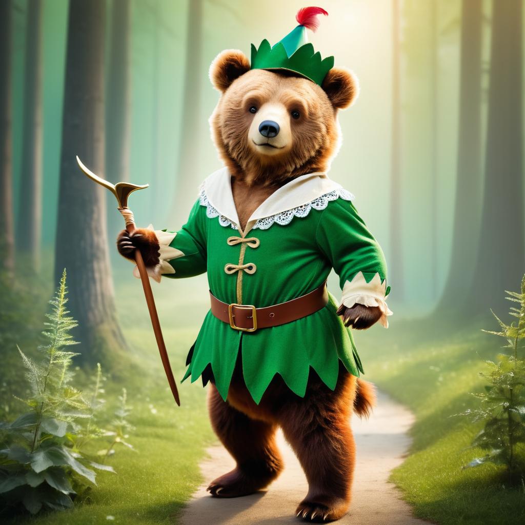 Whimsical Bear as Peter Pan Imagery