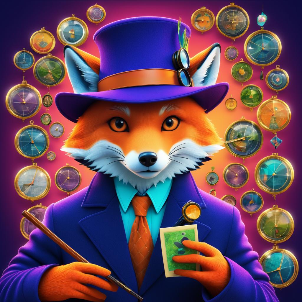 Whimsical Detective Fox in Digital Art