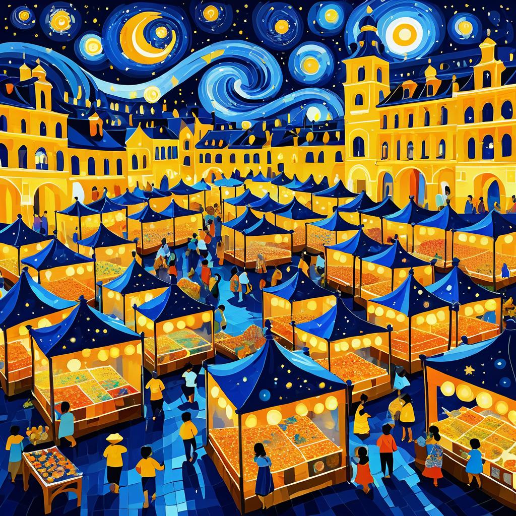 Starry Night Market in Van Gogh Style