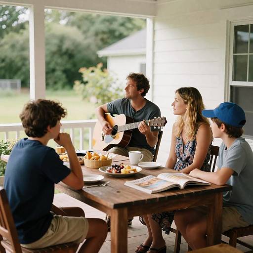 Cozy Sunlit Porch Gathering