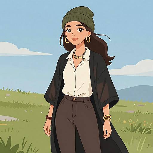 Bohemian Woman in Natural Setting