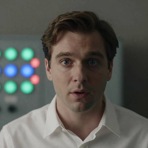 Surprised Man at Control Panel Photo