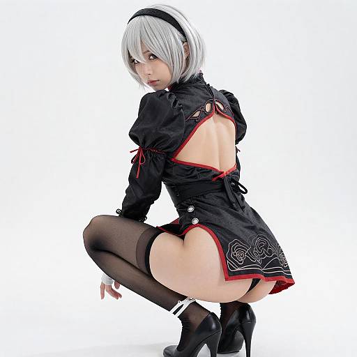 Seductive Woman with Silver Hair