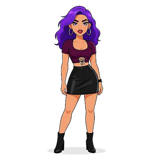 Edgy Woman in Burgundy Crop Top