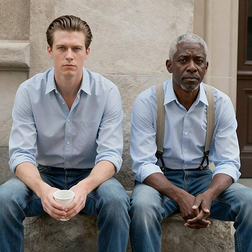Contemplative Duo on a Stone Wall