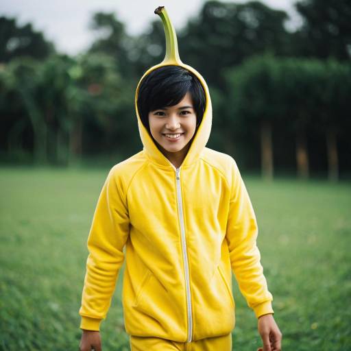 Joyful Boy in Banana Costume Outdoors