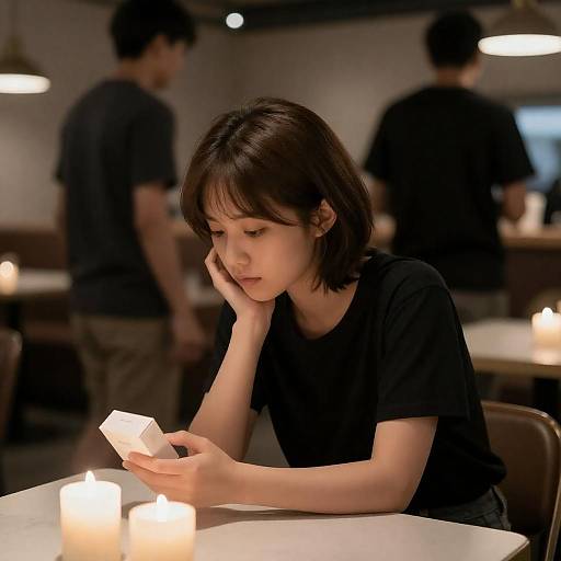 Contemplative Moment in a Café