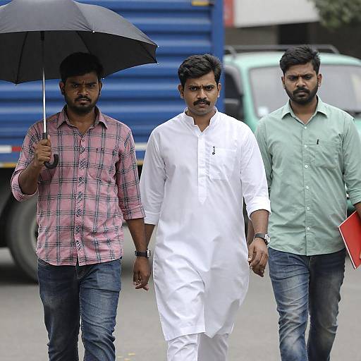 Three Distinct Men Walking Outdoors