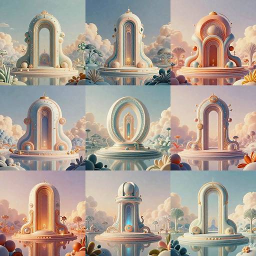 Surreal Futuristic Landscape Variations