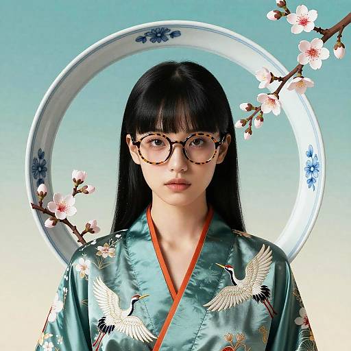 Stylized Portrait with Porcelain Frame