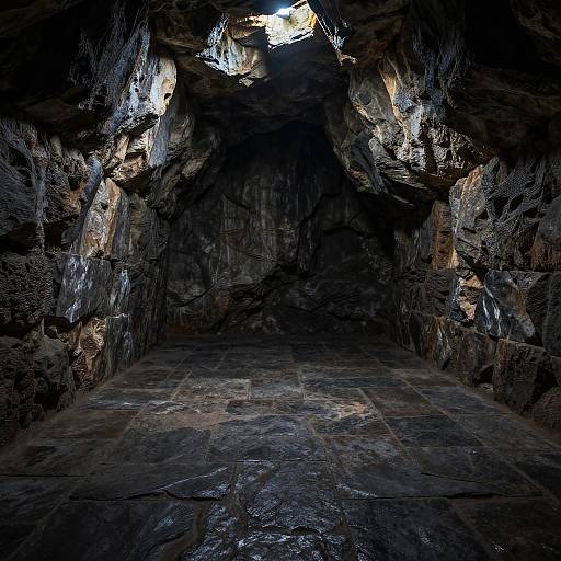 Realistic Dark Cave with Stone Features