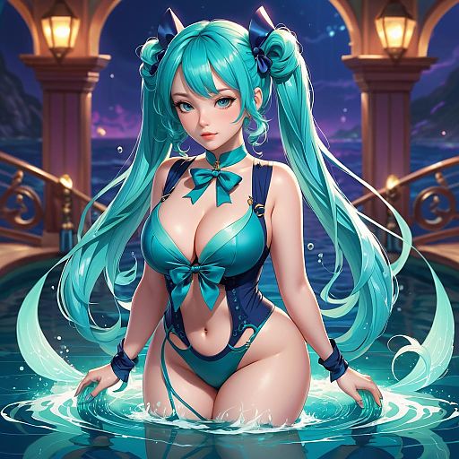 Sultry Curvy Girl with Water Magic