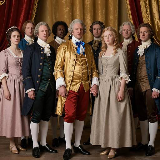 Elegant Gathering in 18th Century Fashion